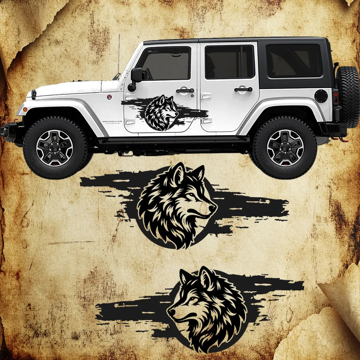 Jeep Door Decals Wolf 1