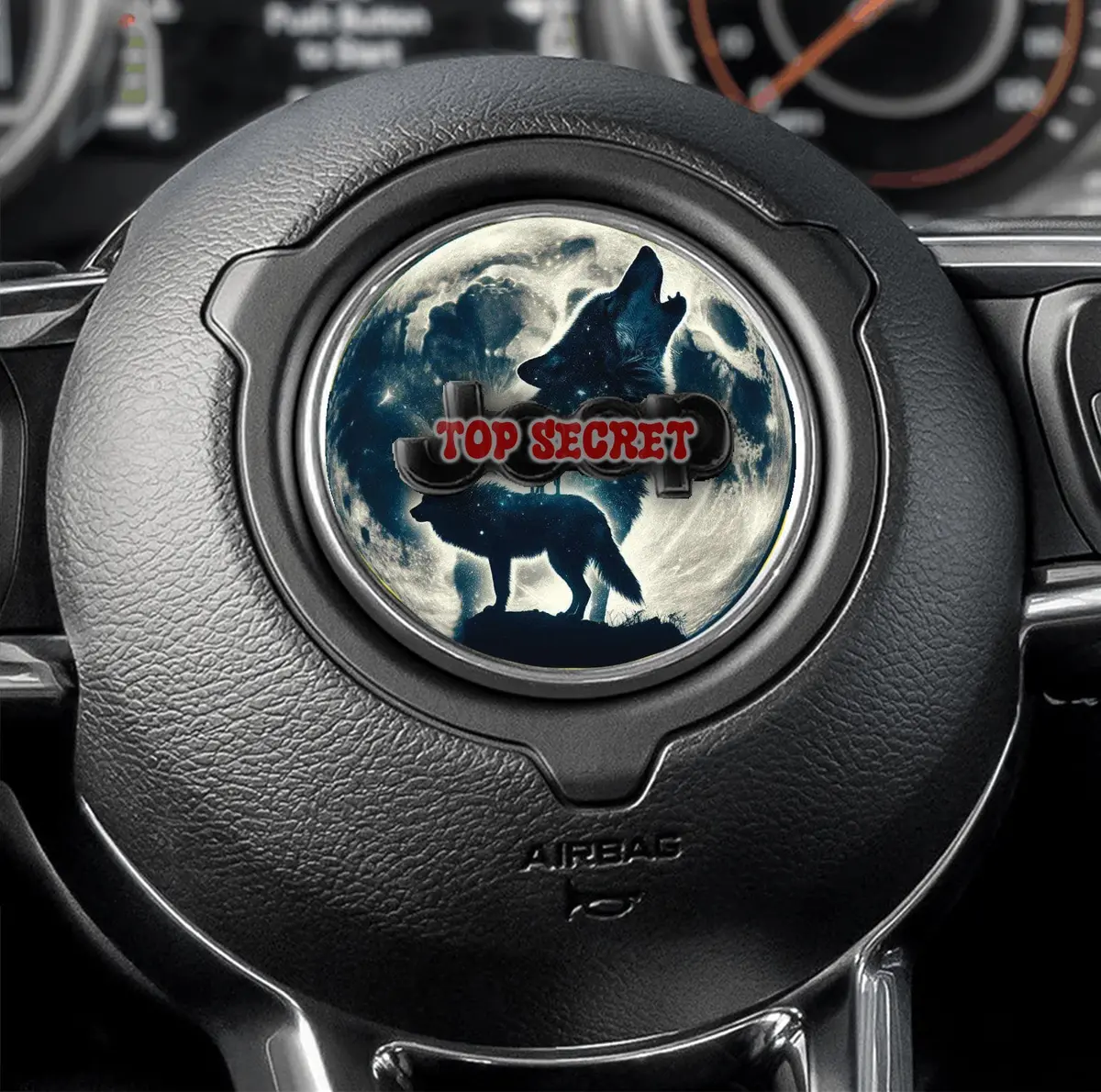 Steering Wheel Decal Featuring Wolf Design – 189