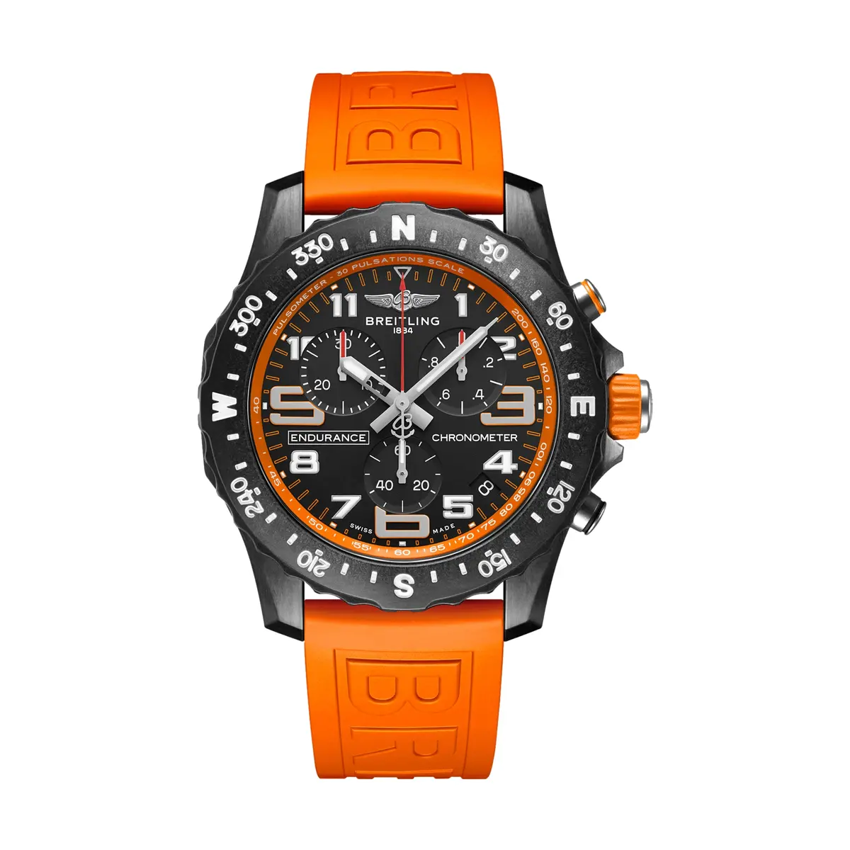 Endurance Pro Breitlight® 44Mm - Black On Orange Rubber Strap 1