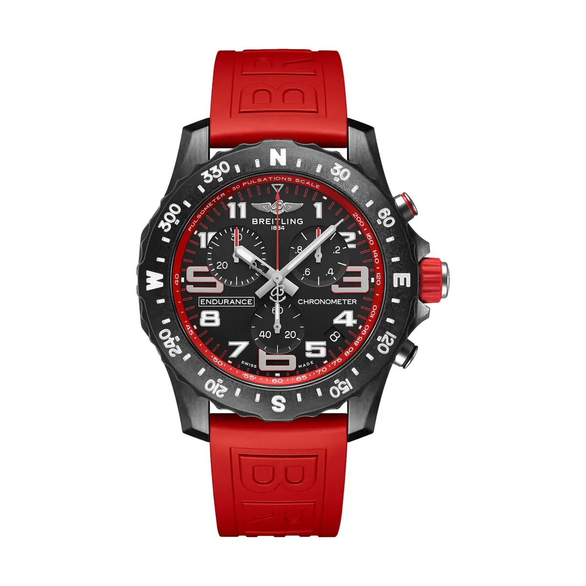 Endurance Pro Breitlight® 44Mm - Black On Red Rubber Strap 1