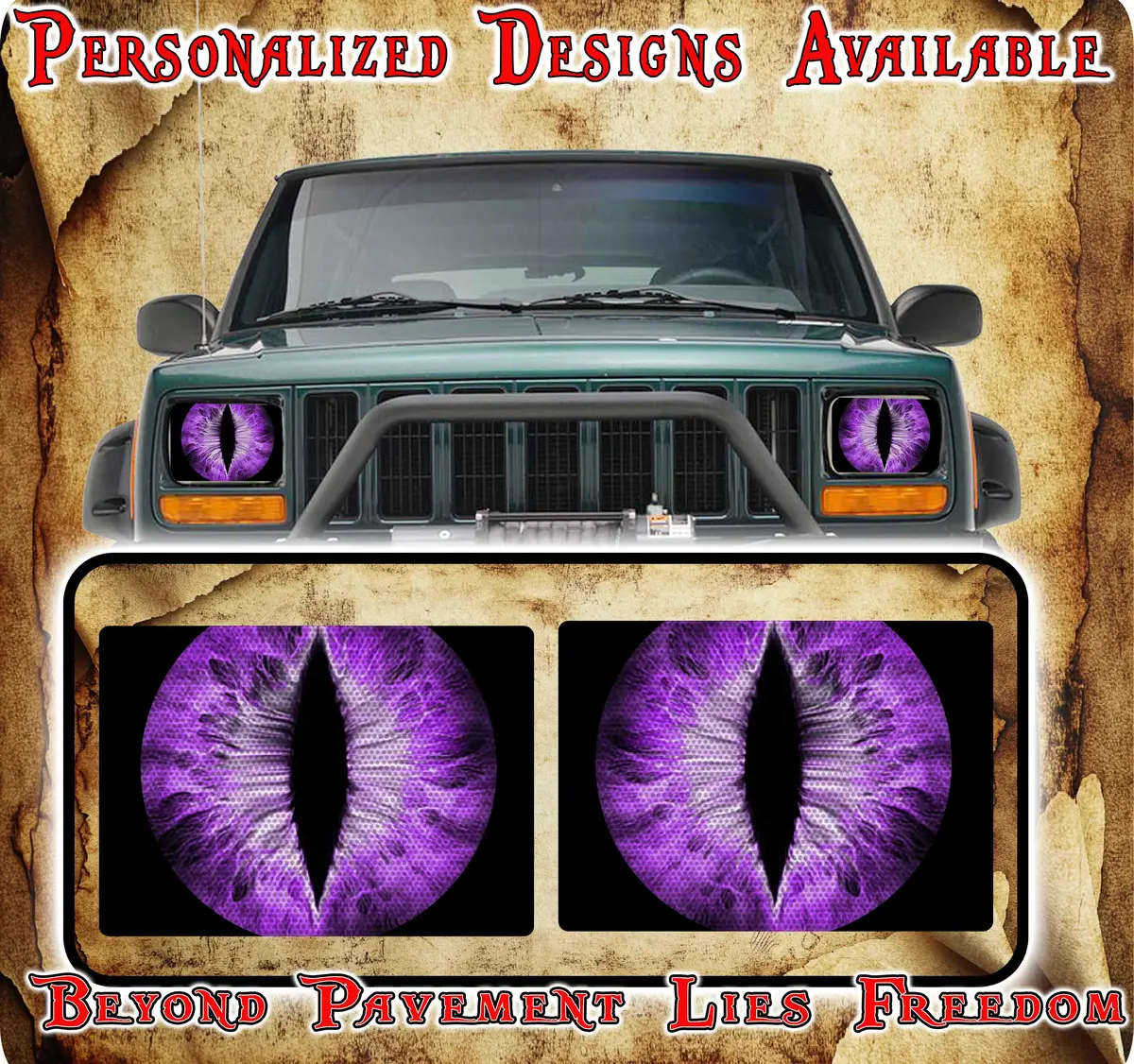 Purple Eye Decals For Yj Or 5X7 Headlights 1