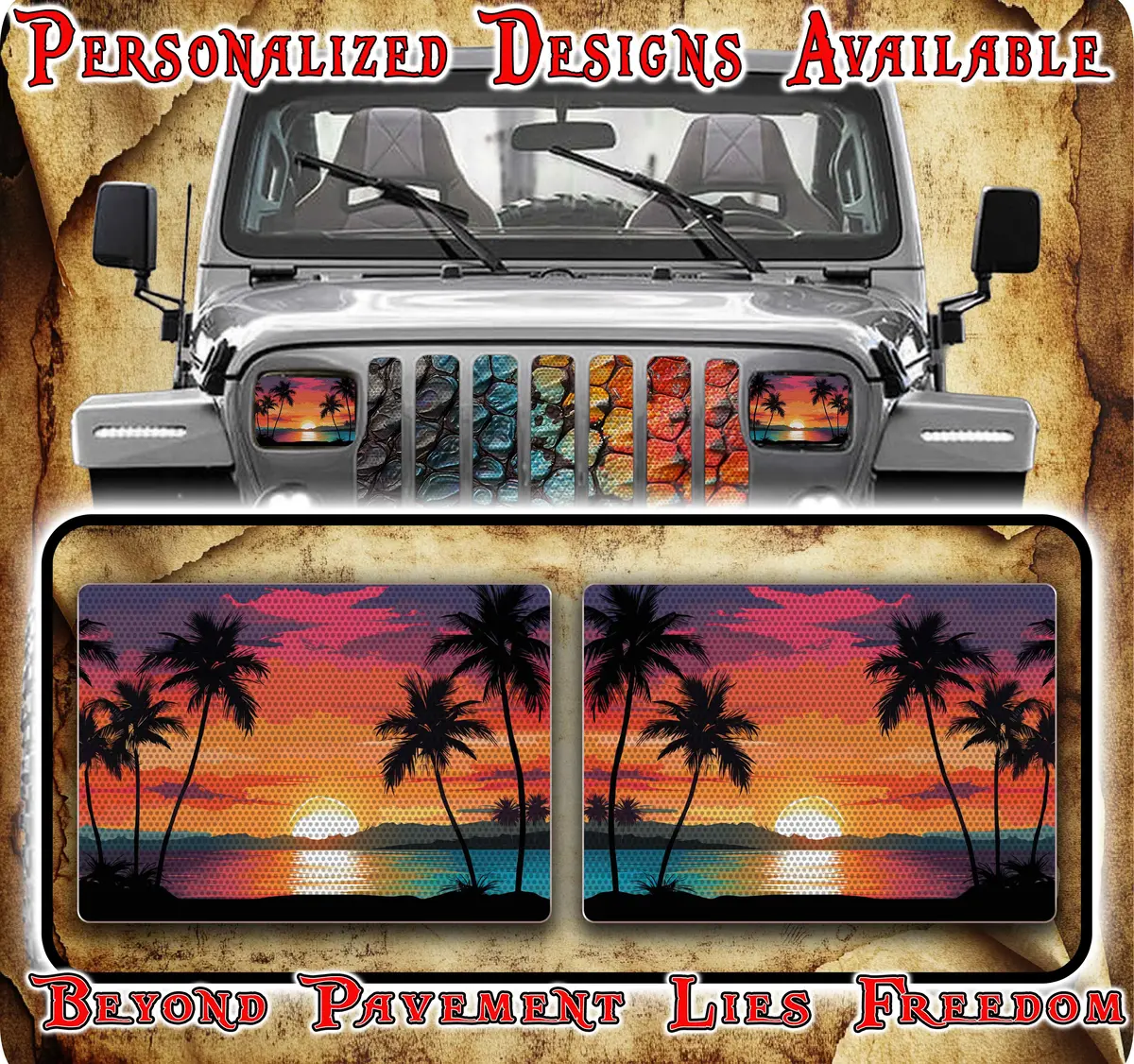 Beach Eye Decals For Yj Or 5X7 Headlights 2