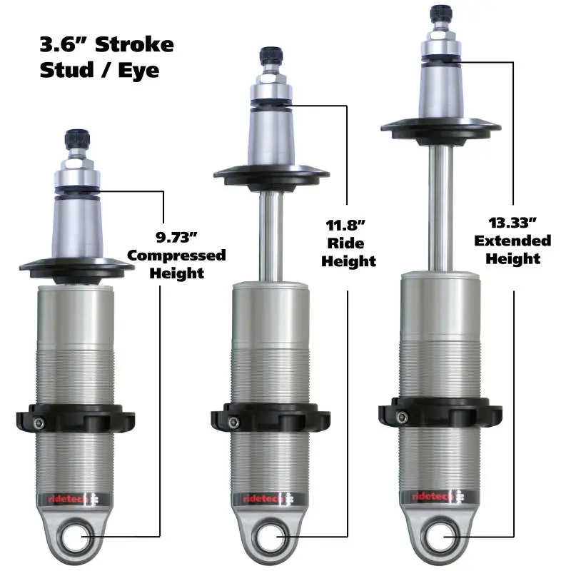 Ridetech Hq Series Coilover Shock – 3.6" Travel, 2.5" Body, Eye/Stud Mounting 1
