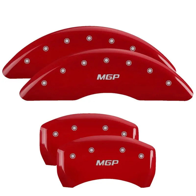 Mgp Engraved 4-Piece Brake Caliper Cover Set — Front & Rear, Red Finish With Silver Lettering, Fit For 2018 Buick Enclave 1