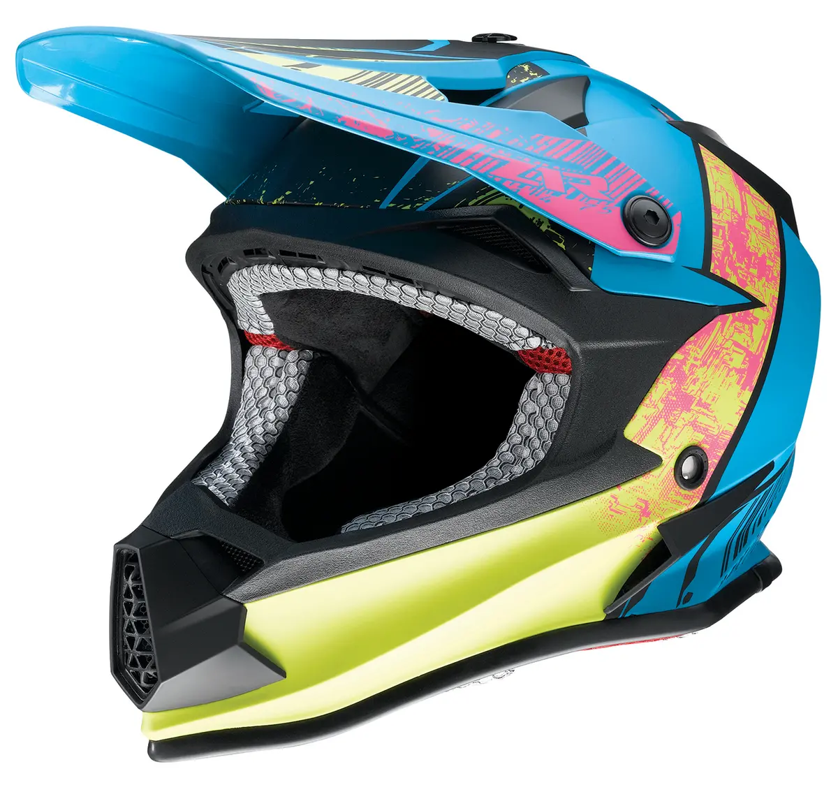 Z1R Youth F.I. Mips Helmet — Fractal Graphic Design, Matte Blue With Hi-Viz Accents (Size Small) 1