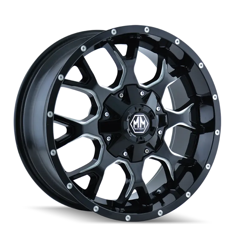 Mayhem Warrior 8015 Black/Milled Spoke Wheel – 20X10", 8X165.1Mm, -25Mm Offset, 130.8Mm Hub 1