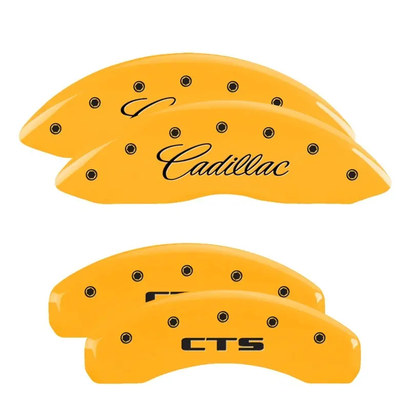 Mgp Engraved Caliper Covers – Front & Rear Cadillac Cts (2014), Yellow Finish With Black Chrome Accents 1