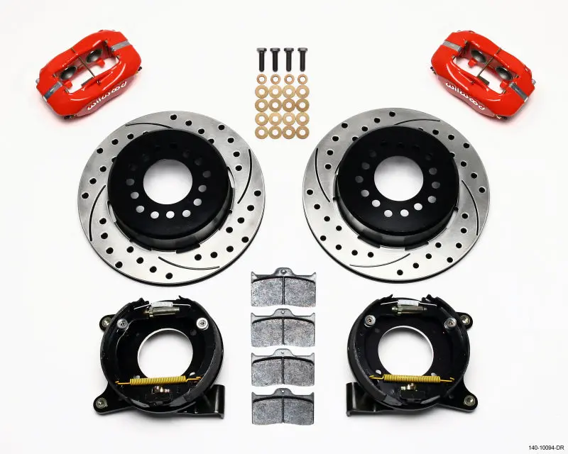 Wilwood Forged Dynalite Parking Brake Kit – Drilled Red Calipers, 2.42In Offset, 5-Lug For Chevy C-10 1