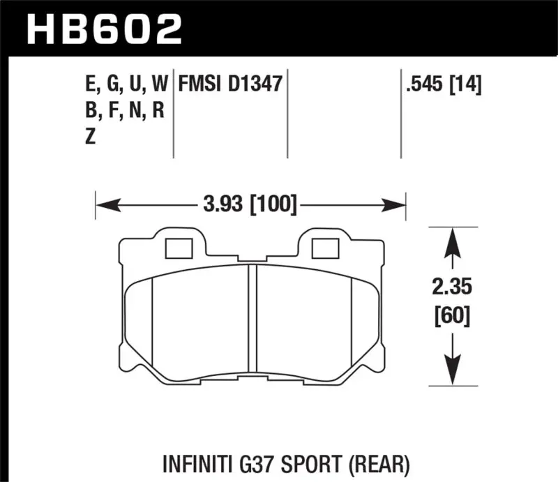 Hawk Dtc-60 Rear Race Brake Pads For Infiniti Fx50 (2009–2011), G37 (2009–2010), And Nissan 370Z (2009–2010) 1