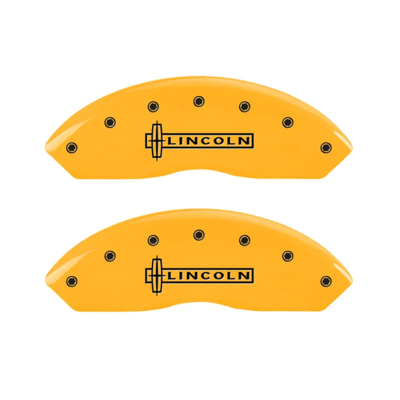 Mgp Engraved Caliper Covers For Lincoln Mkx (2010) — Front In Yellow, Rear In Black Char 1