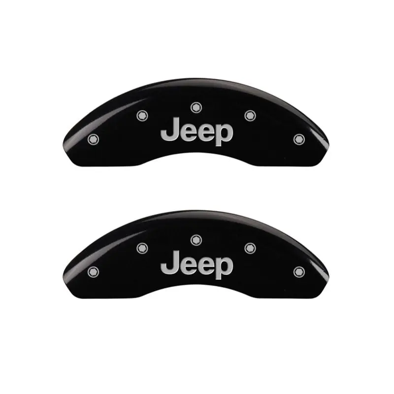 Mgp 4 Caliper Covers Engraved Front & Rear Jeep Black Finish Silver Ch 1