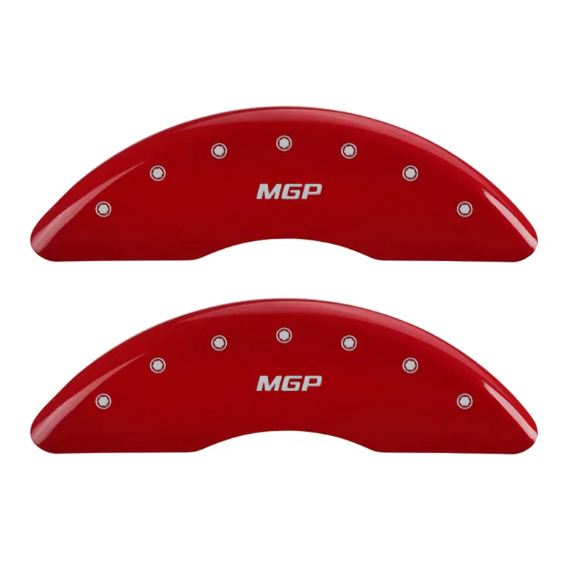 Mgp Red-Anodized 4-Piston Caliper Covers – Engraved Front & Rear, Silver Chrome Accents 1