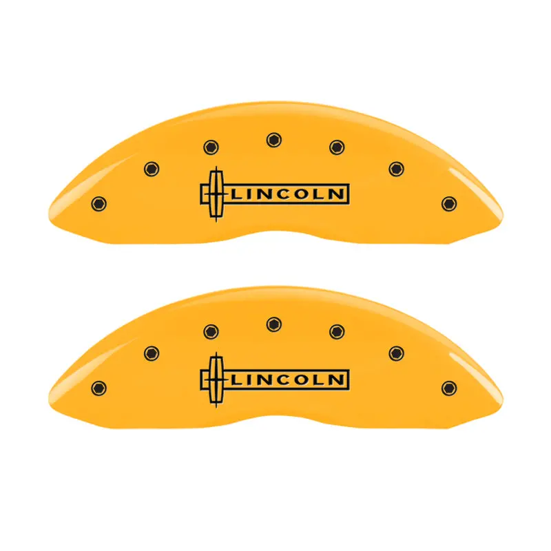 Mgp Engraved Brake Caliper Covers – Front Lincoln Star & Rear Star Logo, Yellow Finish With Black Chrome Trim 1