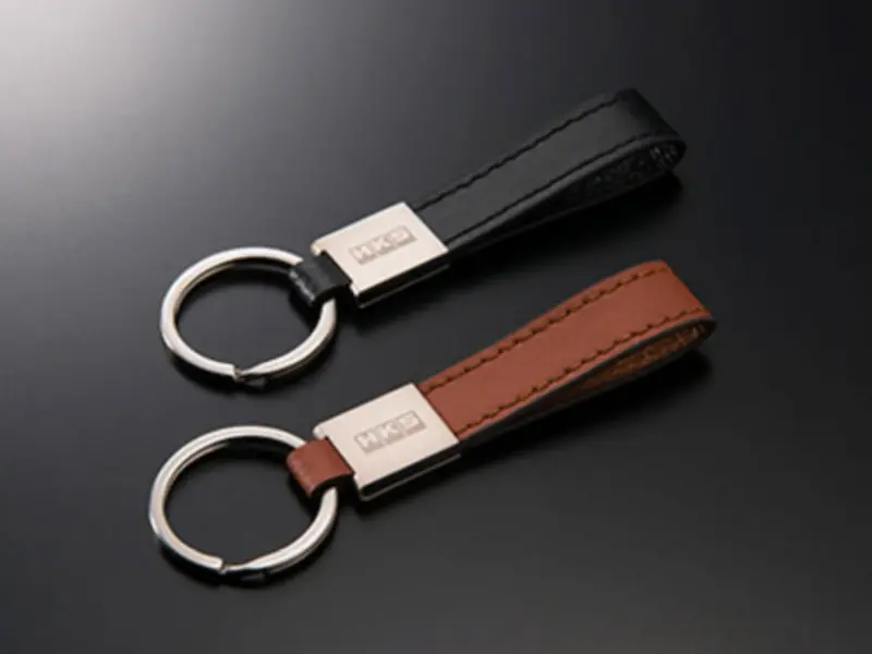 Hks Leather Key Ring – Sleek Black Finish With Embossed Branding 1