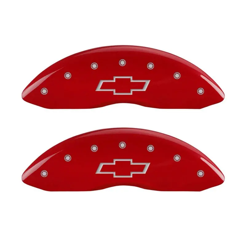 Mgp Engraved Front Caliper Covers – Bowtie Design, Red & Silver Finish 1
