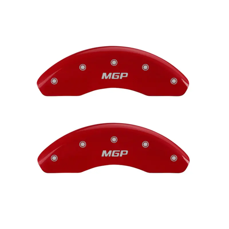 Mgp Caliper Covers – Engraved Front & Rear Set, Red Finish With Silver Chrome Accents 1