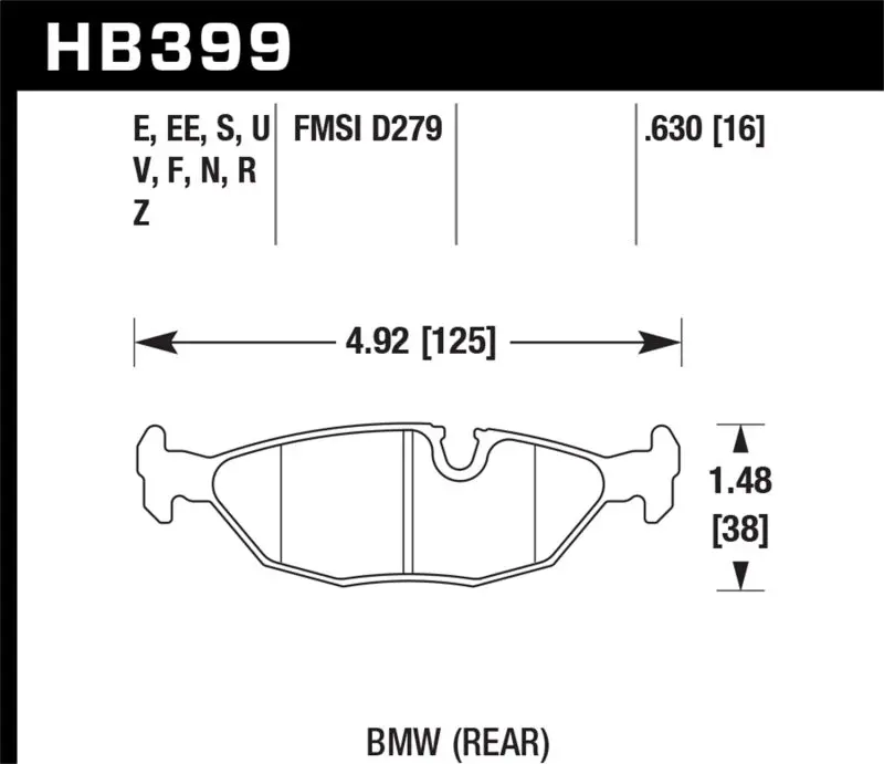Hawk Bmw Motorsport Dtc-60 Rear Racing Brake Pads — 16Mm Thickness 1