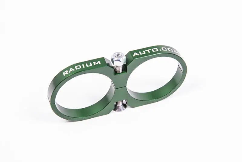 Radium Engineering 2-Piece Fuel Pump Clamp For Bosch 044 - Green W/ Logo 1