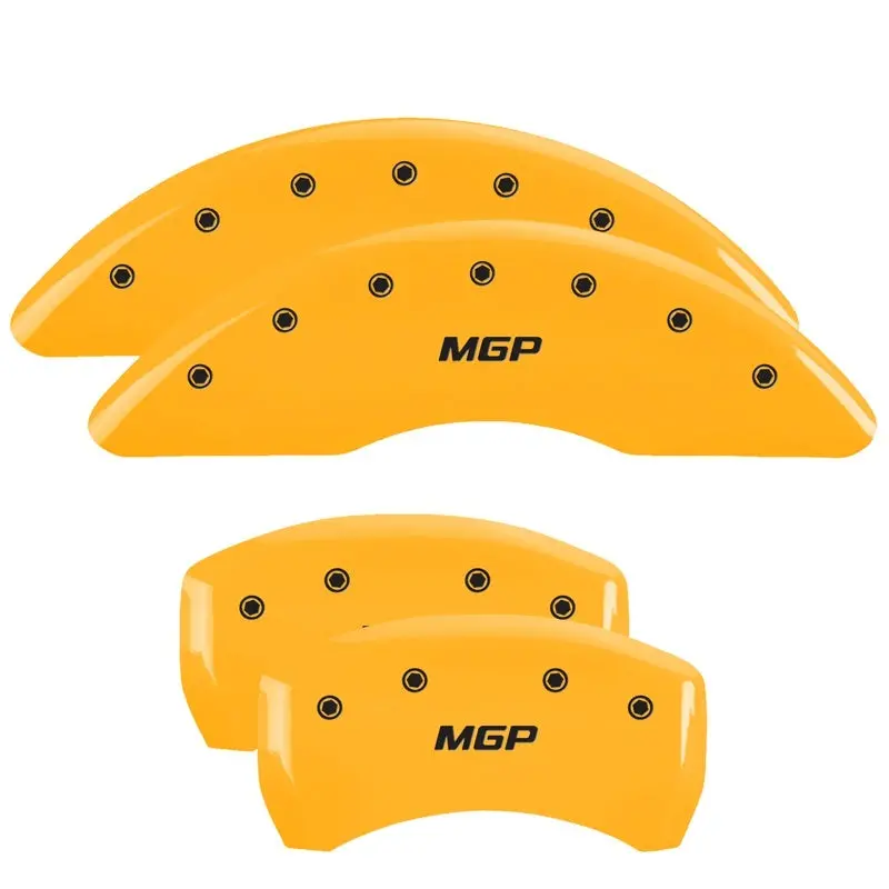 Mgp Engraved 4-Piece Caliper Cover Set – Front & Rear, Yellow Finish With Black Charcoal Detailing (Fits 2003 Mercedes-Benz E500) 2