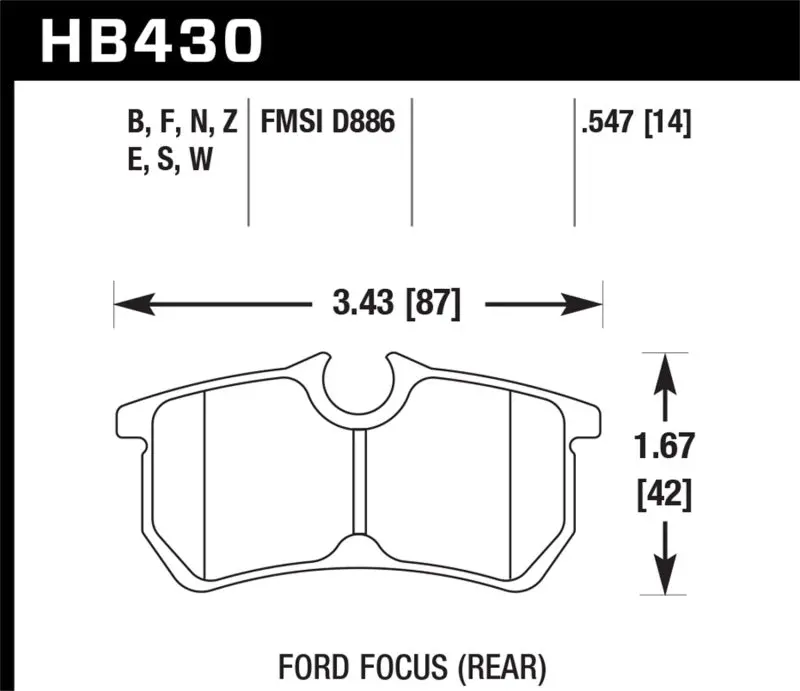 Hawk 00-07 Ford Focus Hps 5.0 Rear Street Brake Pads 1