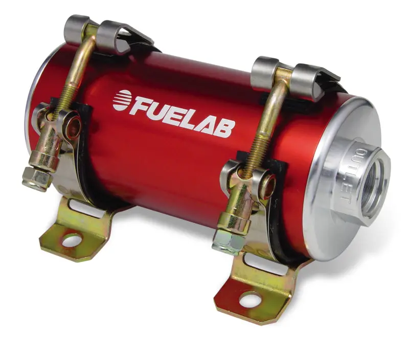 Fuelab Prodigy High-Flow Inline Fuel Pump — Carbureted Applications, Rated For 1800 Hp, Red Housing 1