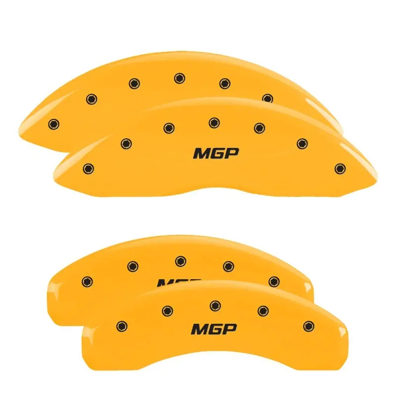 Mgp Engraved 4-Piston Caliper Covers – Yellow Finish With Black Char Accent For 2019 Gmc Sierra 1500 1